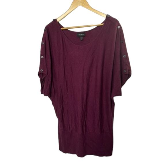 Lane Bryant Maroon Maroon Button Detail Dolman Sleeve Sweater Banded Hem 18/20 - Picture 2 of 9